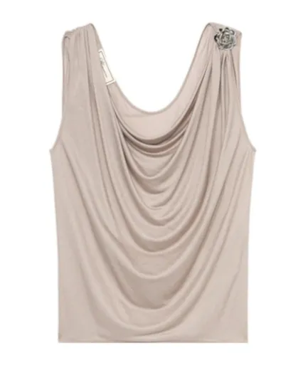 Jersey Top With Metal Rose Decoration
