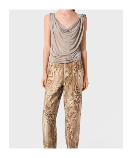 Jersey Top With Metal Rose Decoration