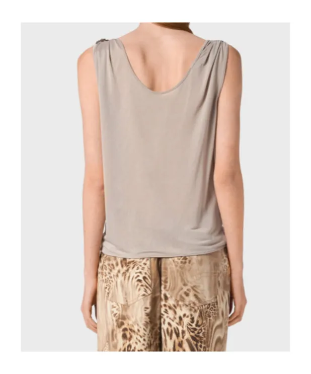 Jersey Top With Metal Rose Decoration