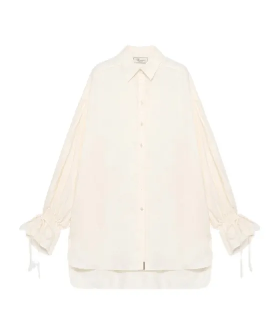 Tied-Cuff Oversized Shirt