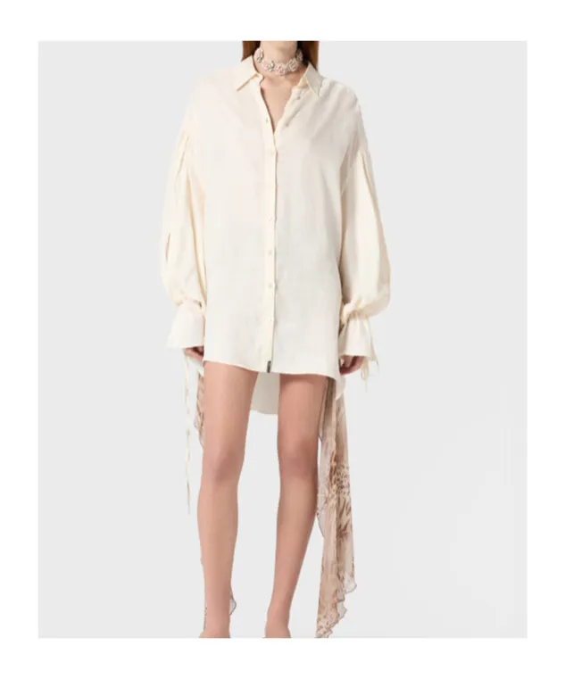 Tied-Cuff Oversized Shirt