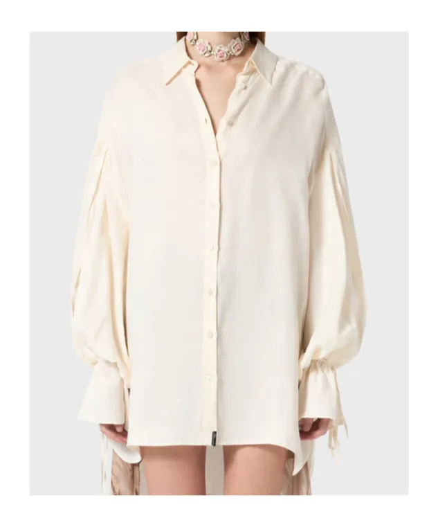Tied-Cuff Oversized Shirt