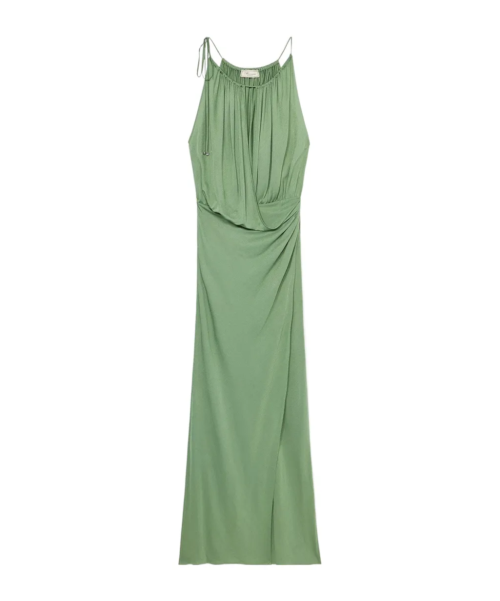Draped-Detail Maxi Dress