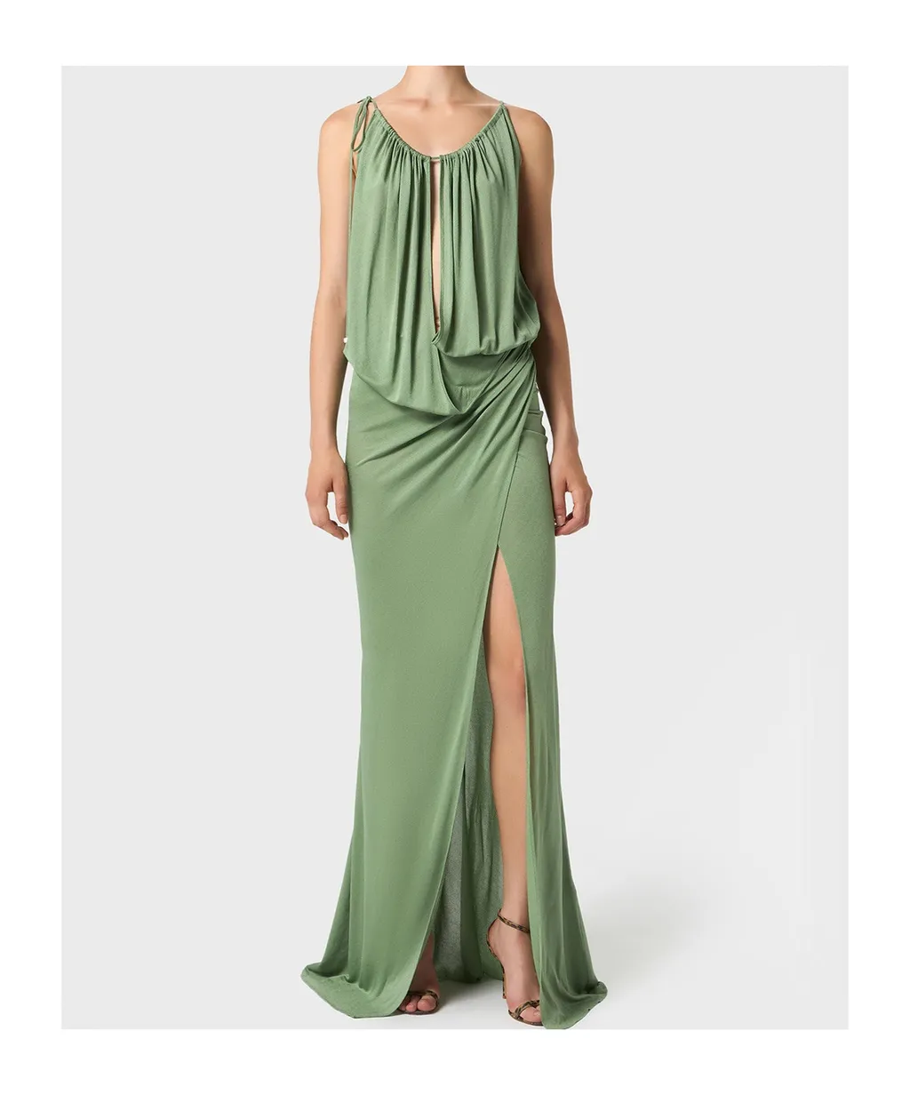 Draped-Detail Maxi Dress