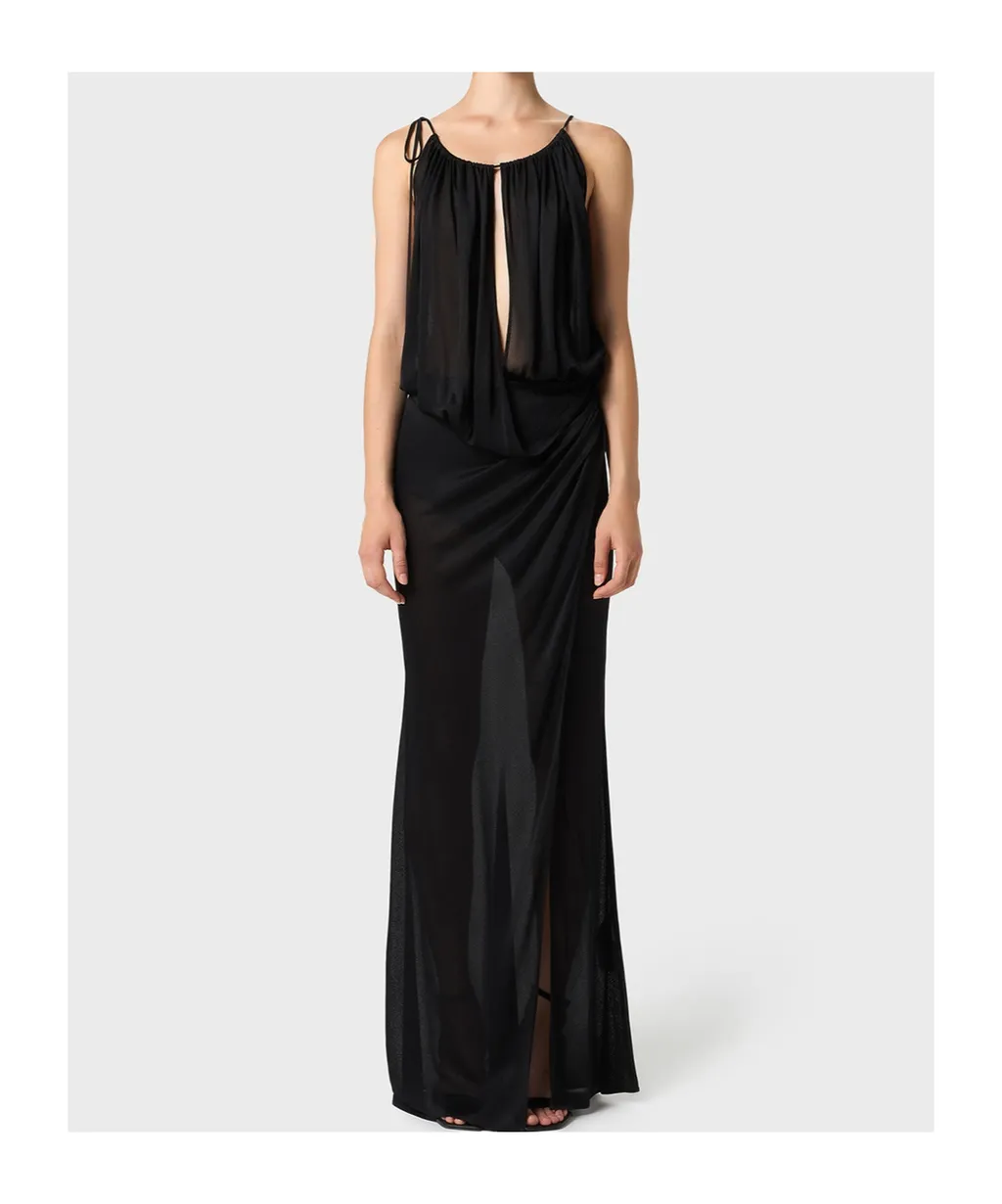 Draped-Detail Maxi Dress
