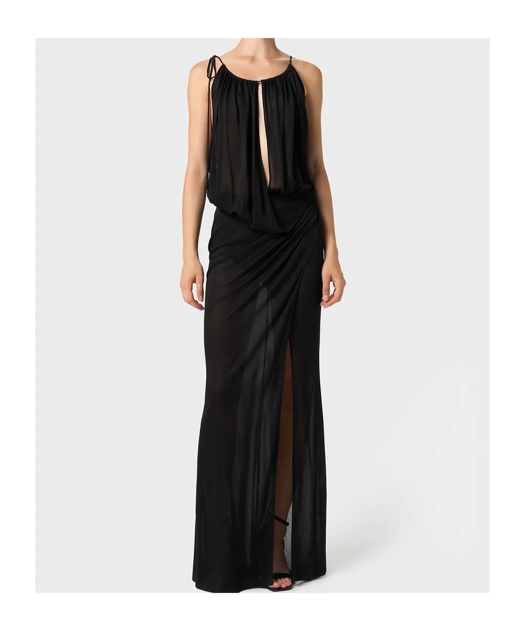 Draped-Detail Maxi Dress
