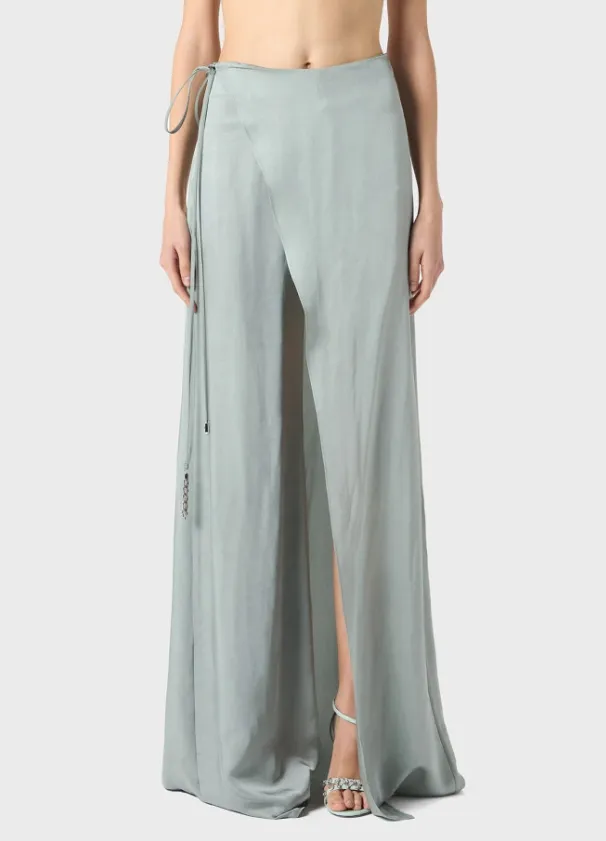 High Waist Wrap-Detail Trousers