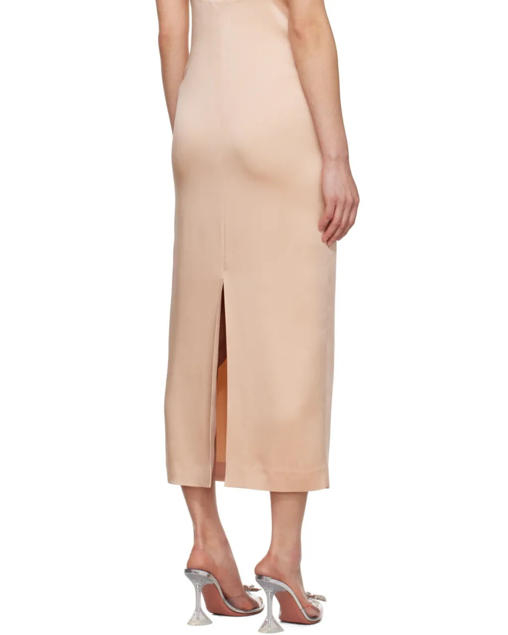 Midi Dress In Satin With Rhinestone Details