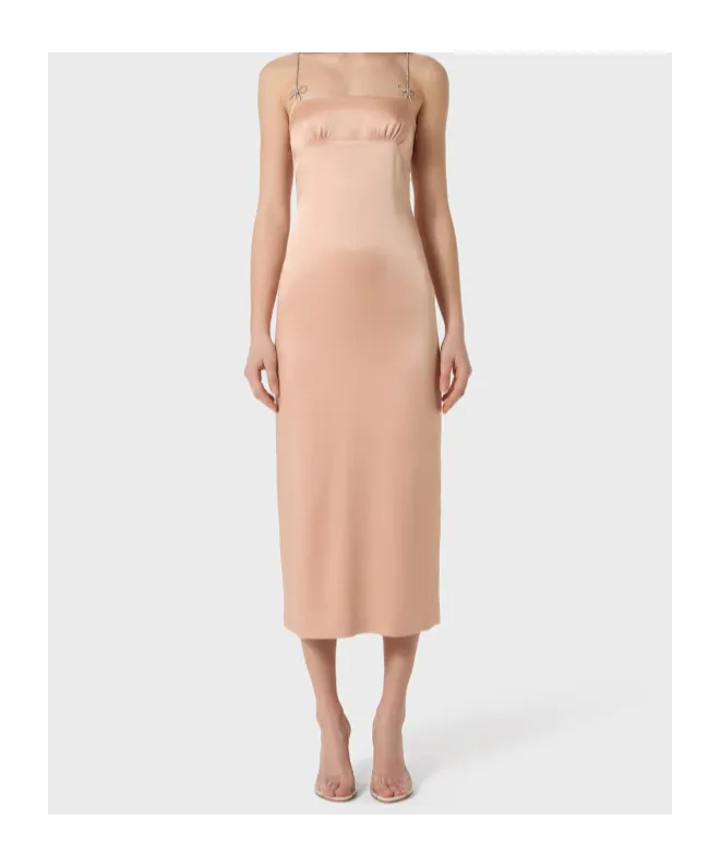 Midi Dress In Satin With Rhinestone Details