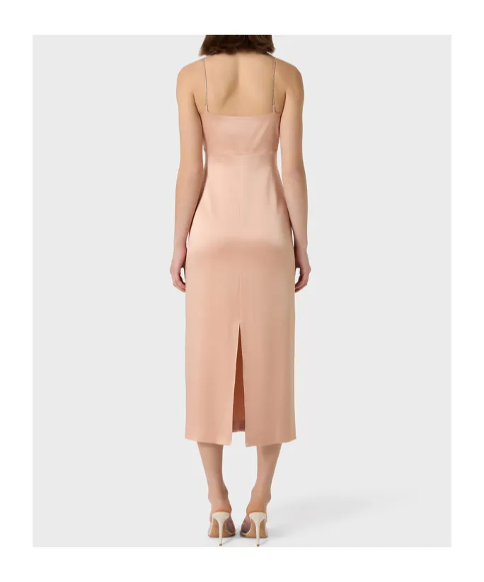 Midi Dress In Satin With Rhinestone Details