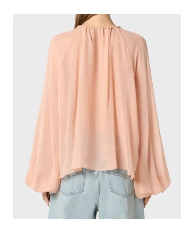 Semi-Sheer Ruffled Chiffon Blouse