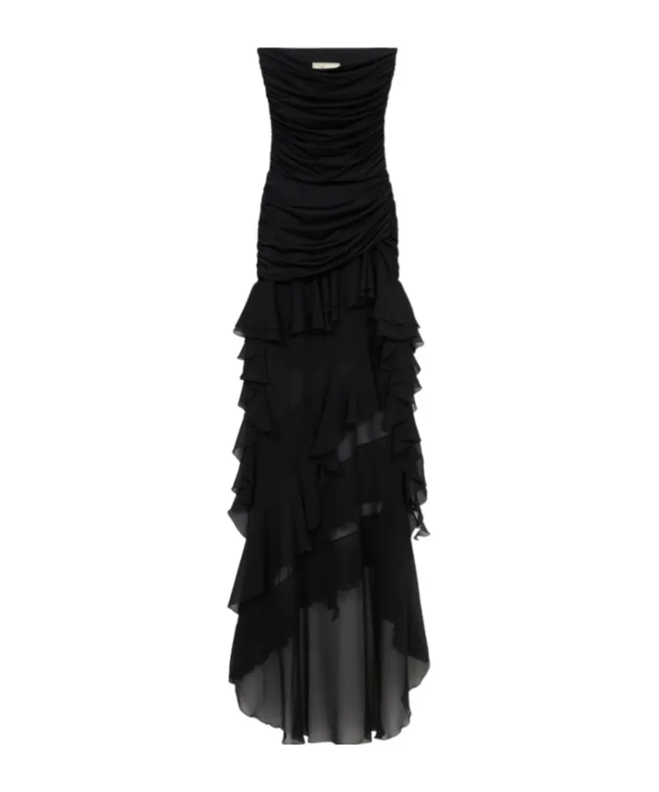 Ruffled Ruched Chiffon Bustier Dress