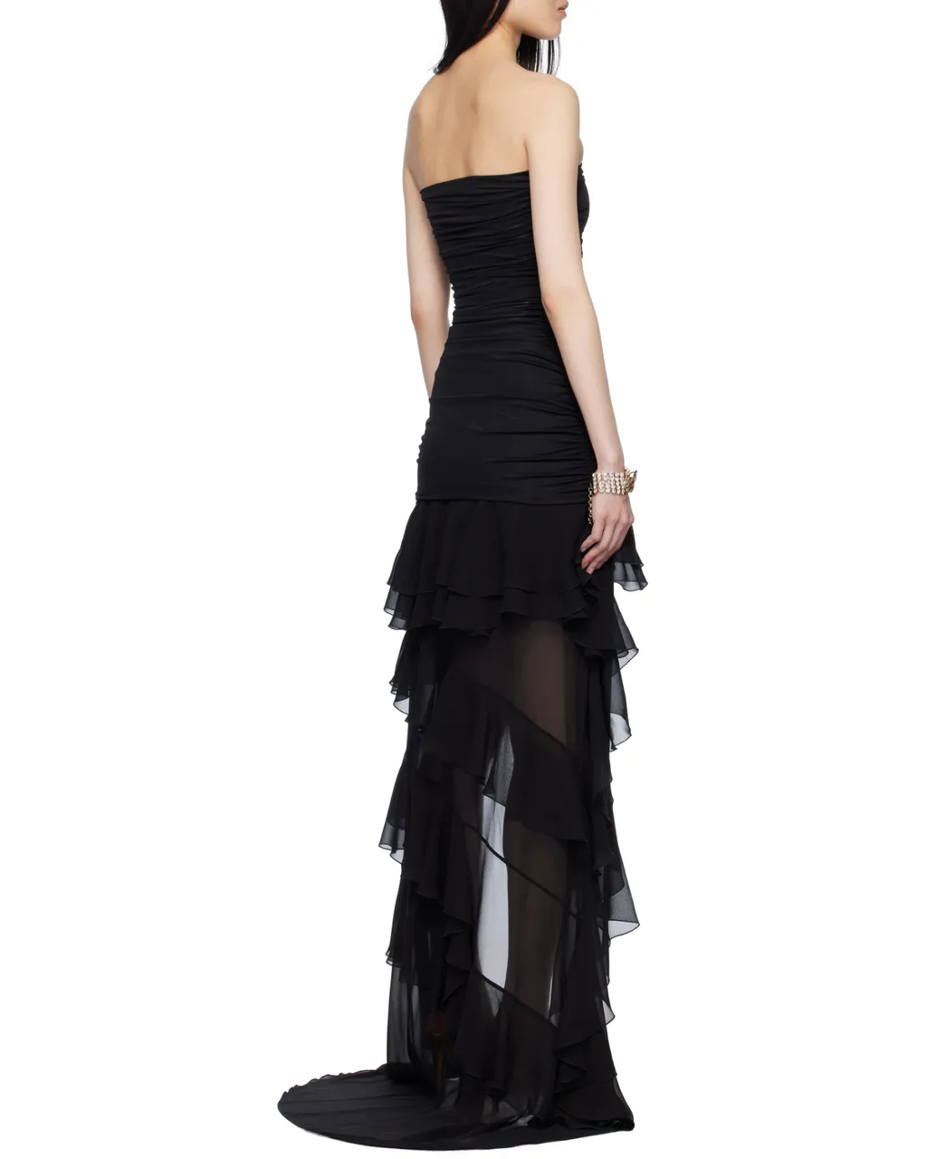 Ruffled Ruched Chiffon Bustier Dress