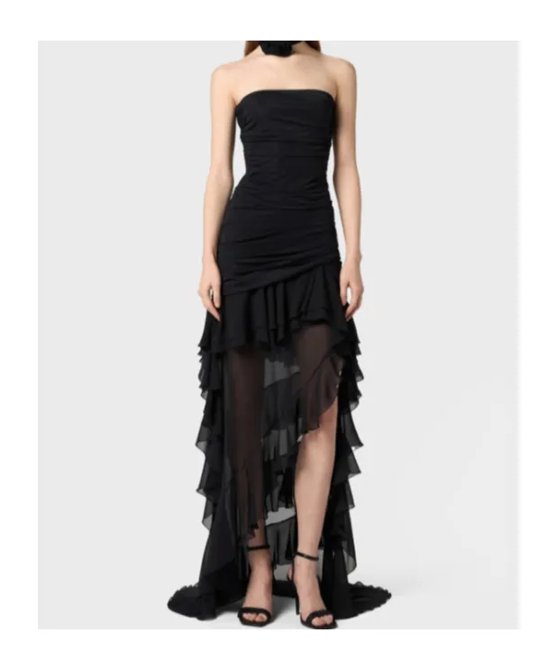 Ruffled Ruched Chiffon Bustier Dress