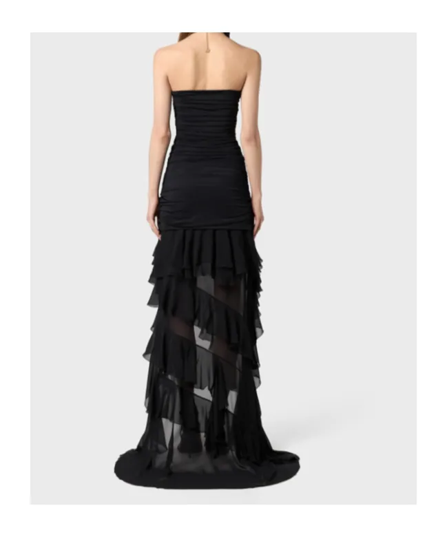 Ruffled Ruched Chiffon Bustier Dress