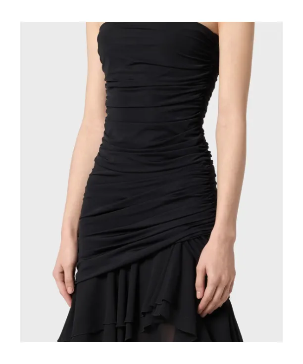 Ruffled Ruched Chiffon Bustier Dress
