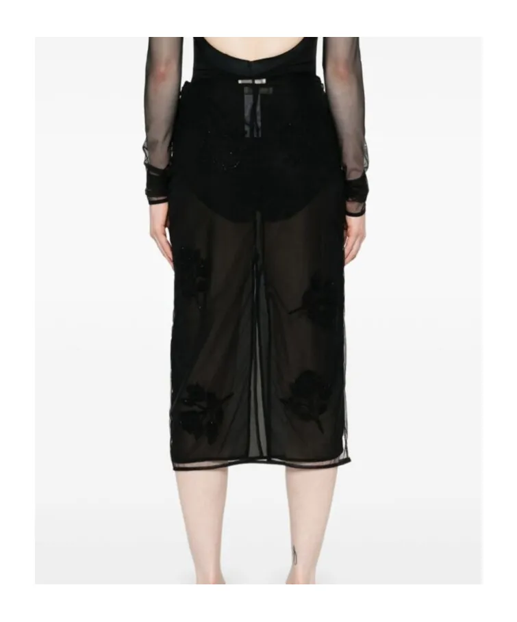 Satin Embroidered Twill Skirt