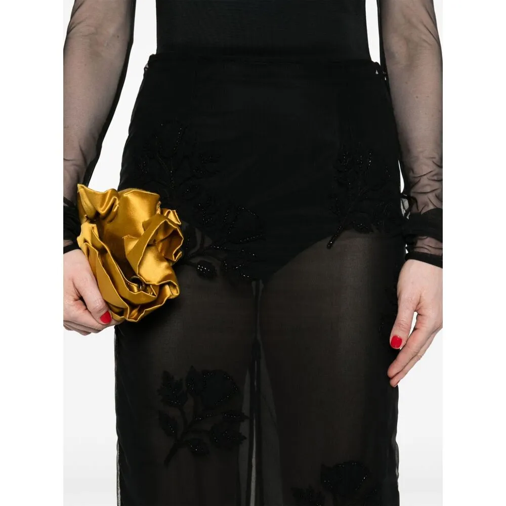 Satin Embroidered Twill Skirt