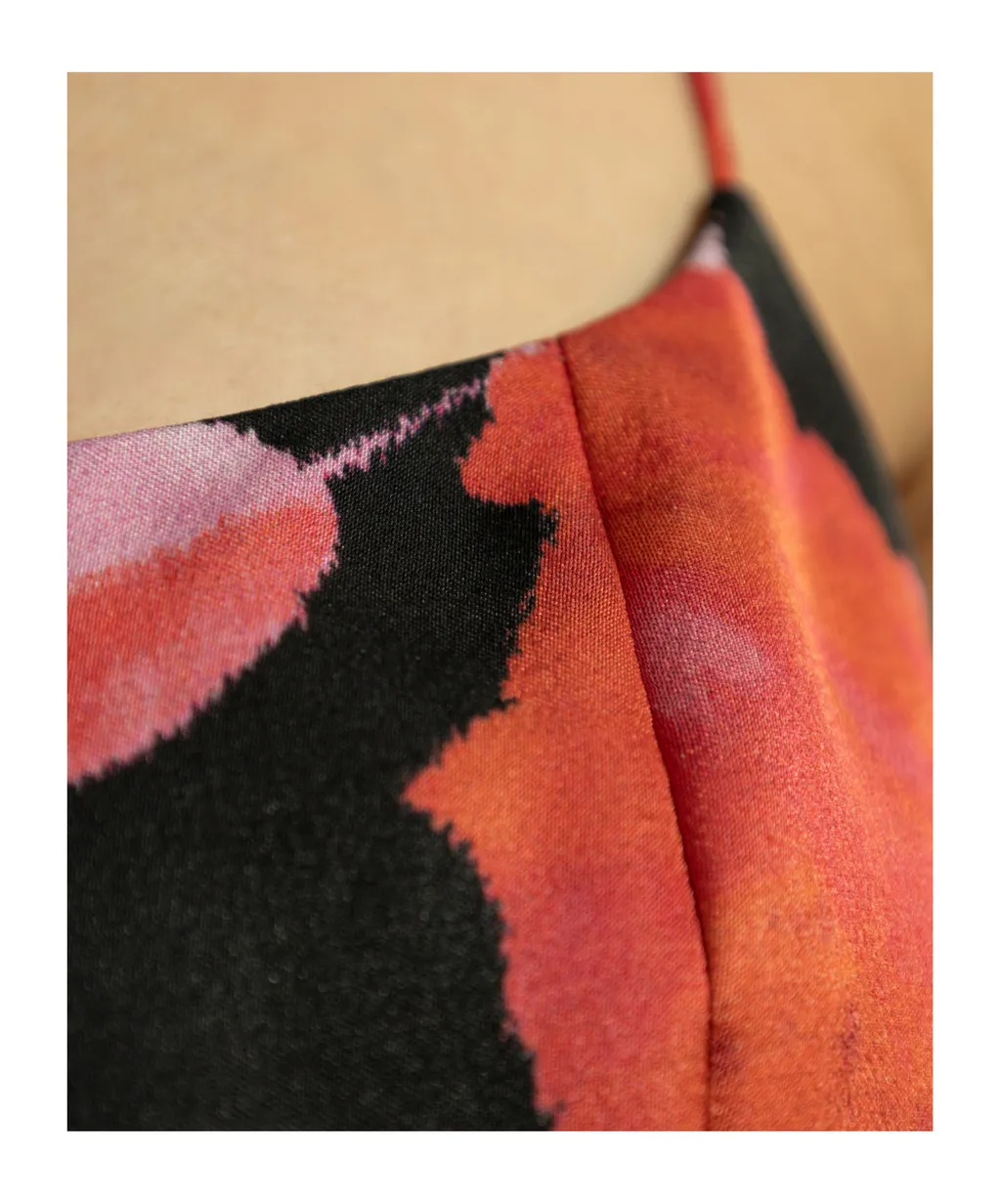 Printed Satin Mini Dress