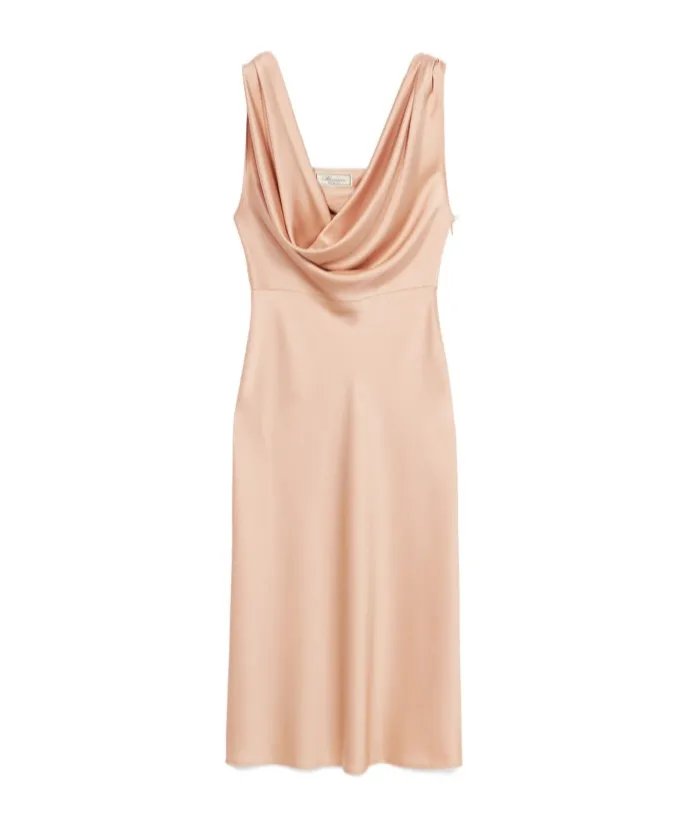 Draped Neck Midi Dress