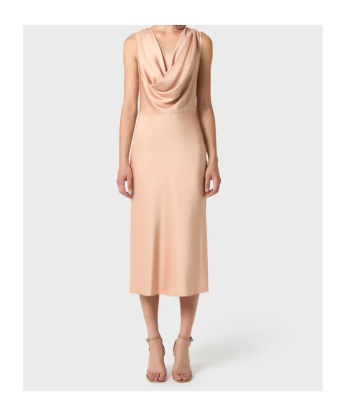 Draped Neck Midi Dress