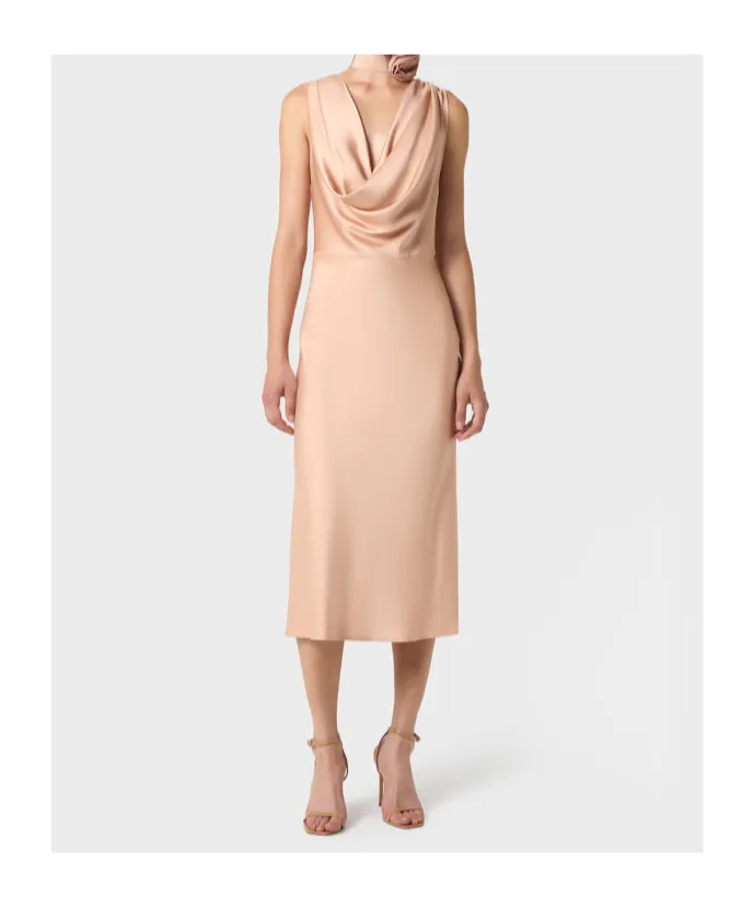 Draped Neck Midi Dress