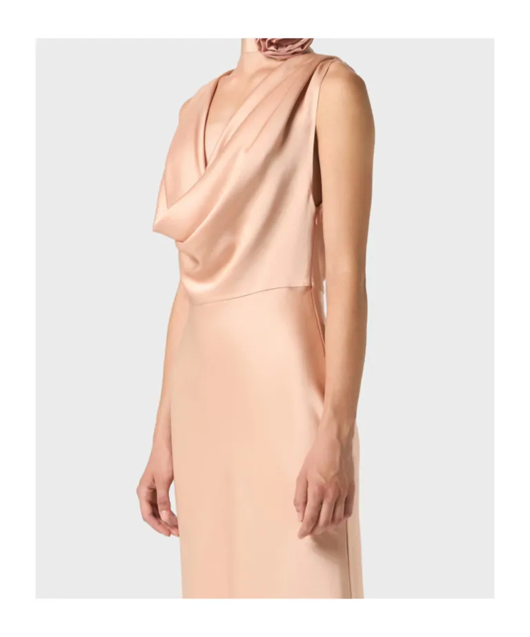 Draped Neck Midi Dress
