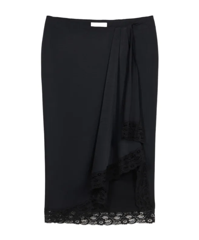 Asymmetric Lace-Detail Skirt