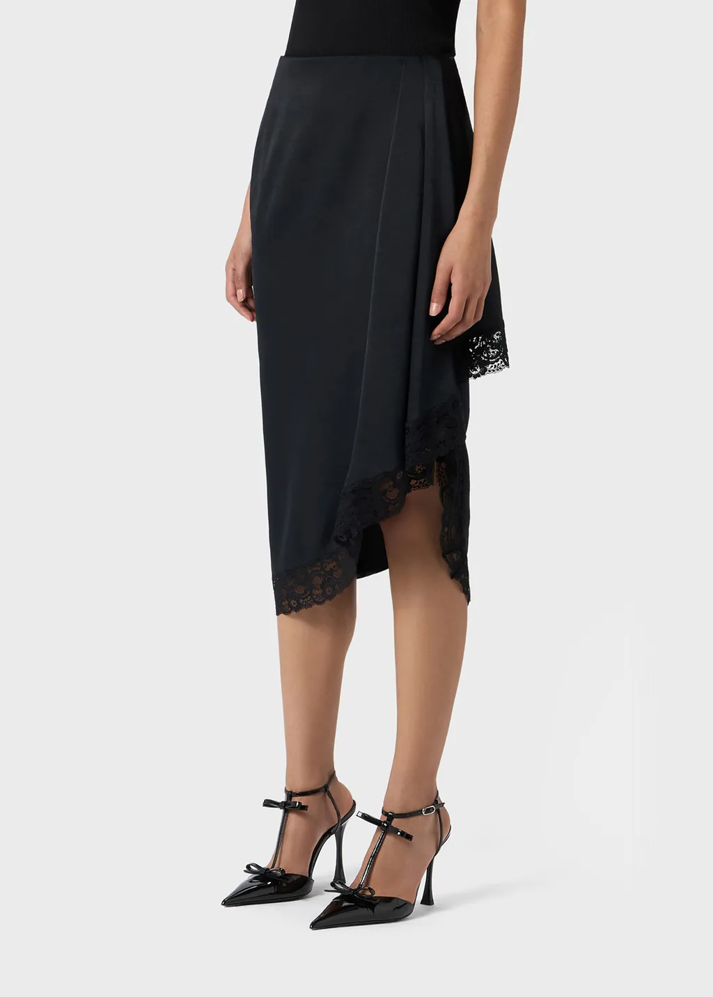 Asymmetric Lace-Detail Skirt
