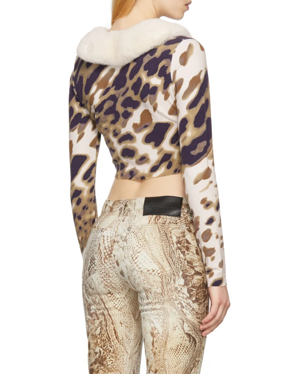 Cropped Animal-Print Cardigan