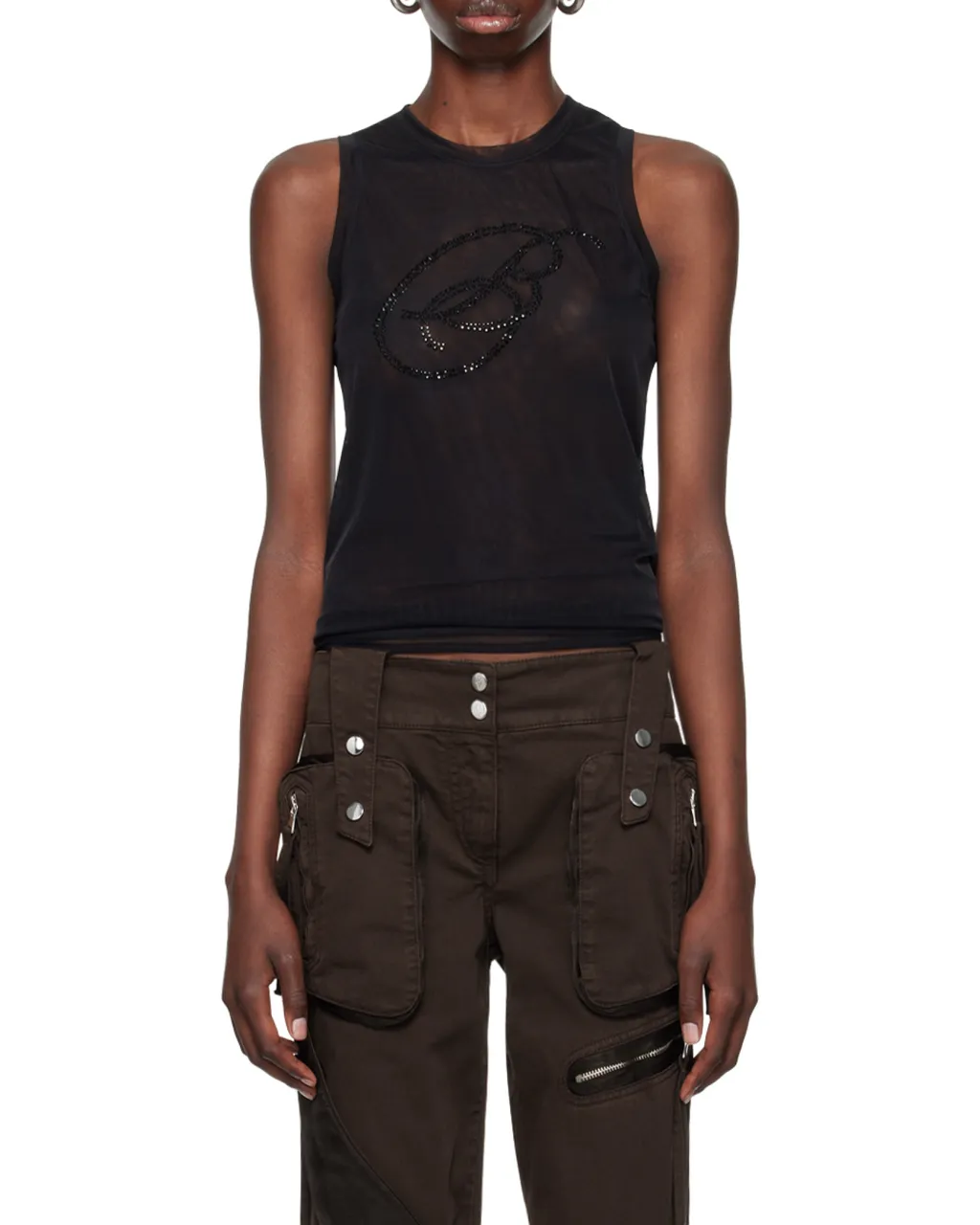 Rhinestone-B Tulle Top
