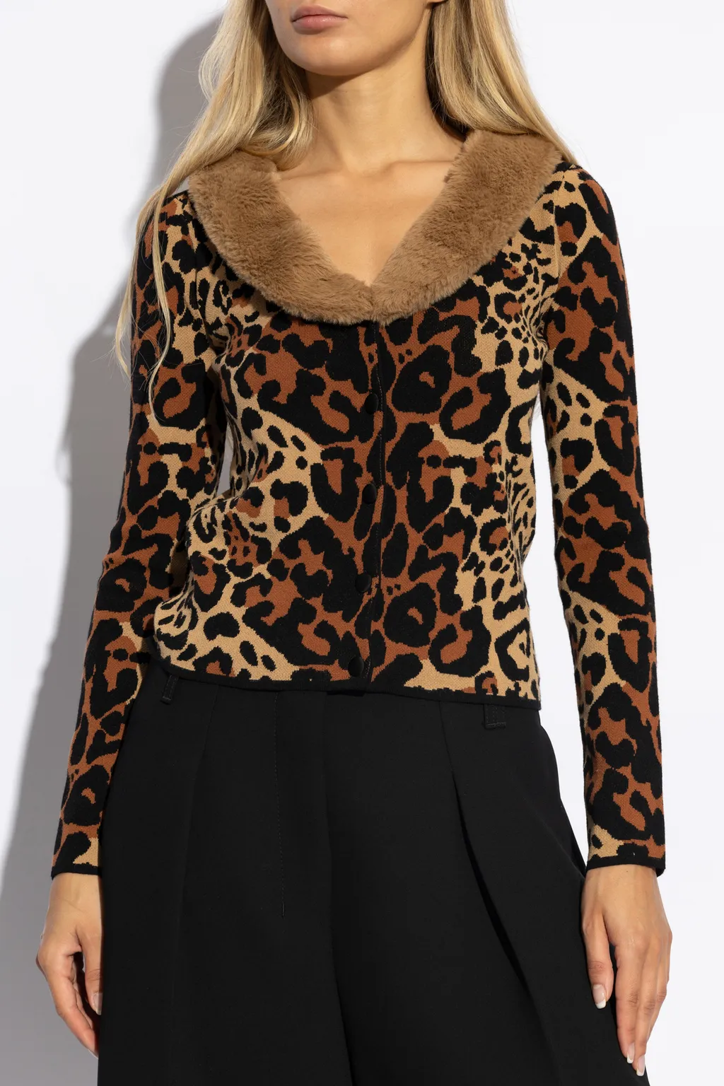 Leopard-Print Faux-Fur Cardigan