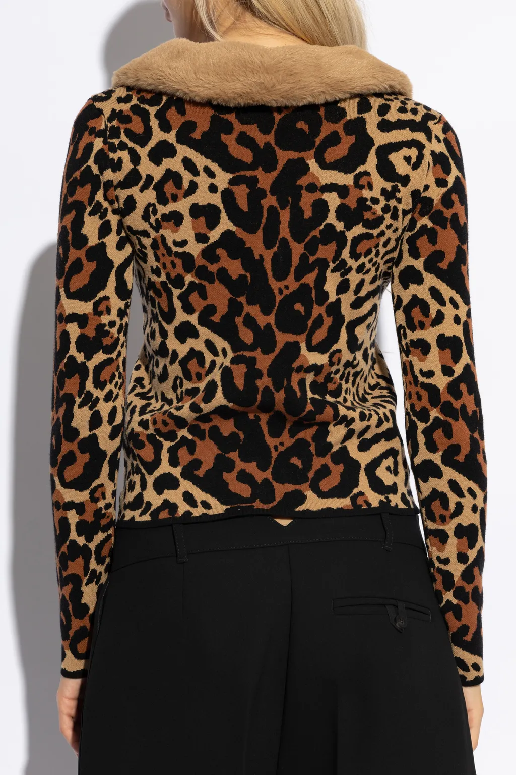 Leopard-Print Faux-Fur Cardigan
