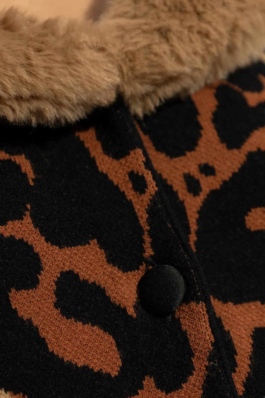 Leopard-Print Faux-Fur Cardigan