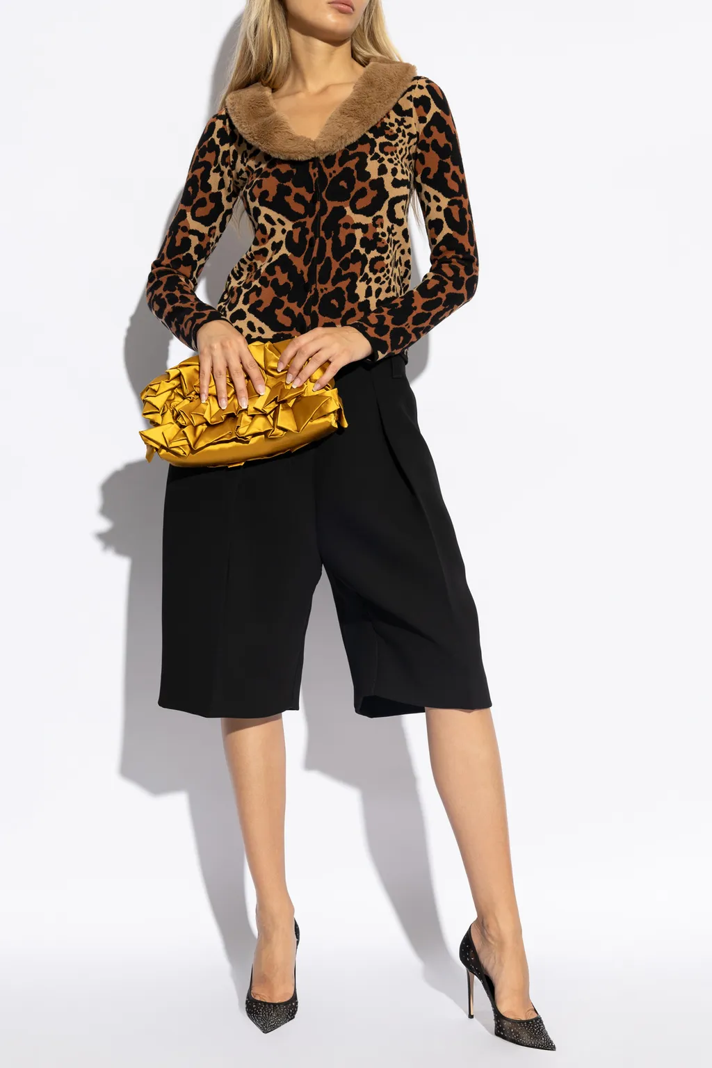 Leopard-Print Faux-Fur Cardigan