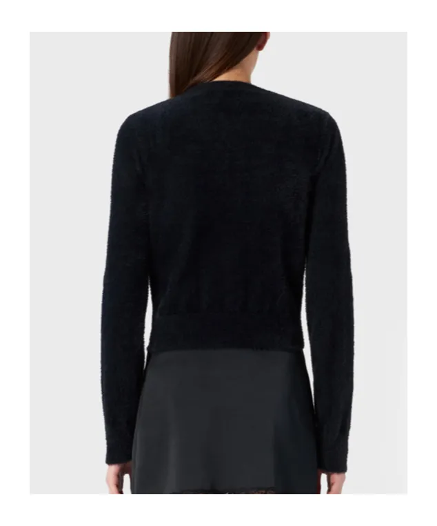 Floral-Appliqué Knitted Cardigan
