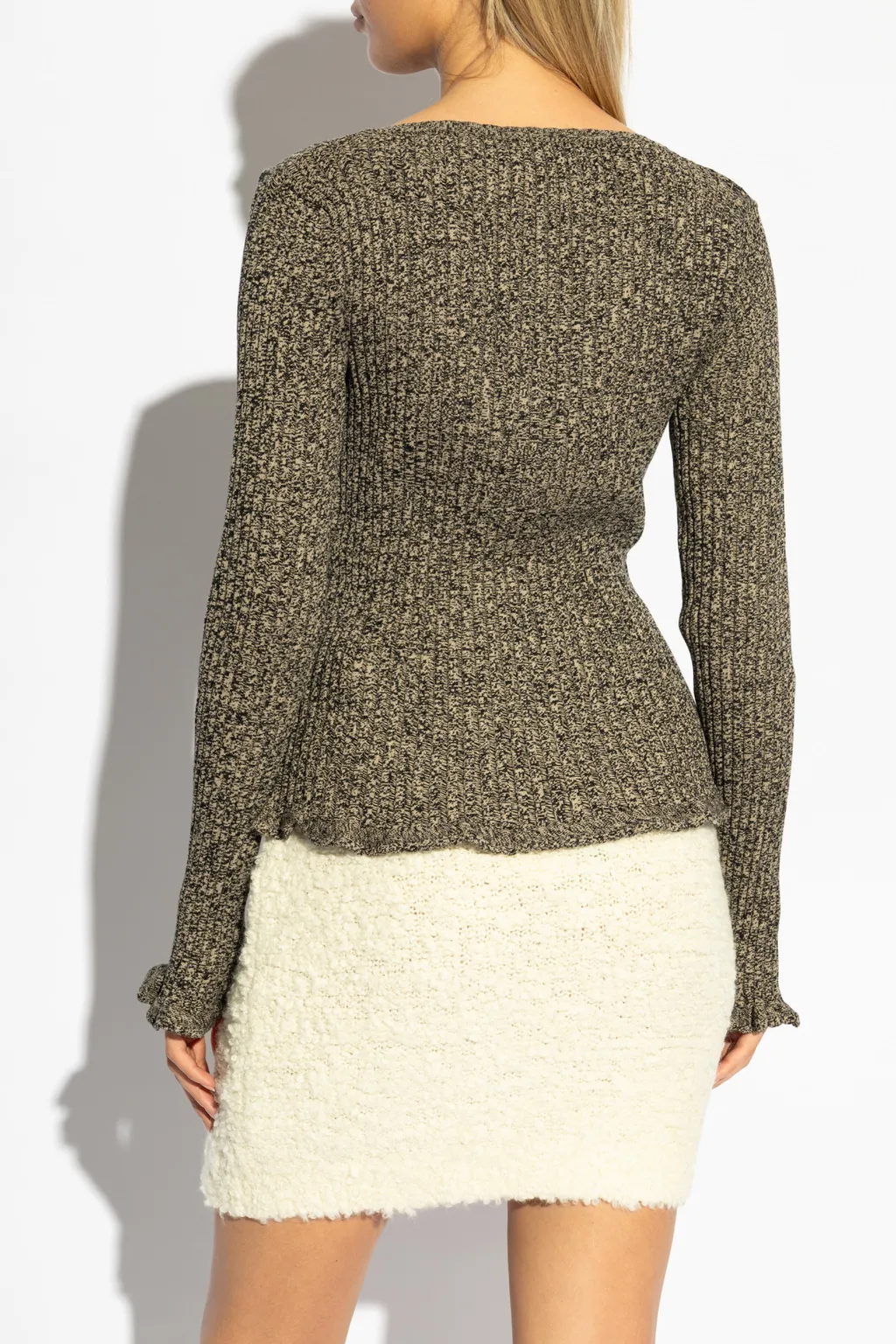 Ruffled Ribbed Cardigan