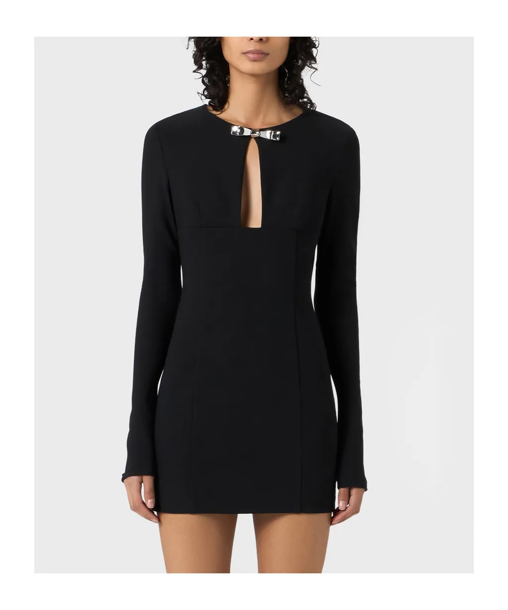 Hollowed-Out Pin Decorated Compact Knitted Dress
