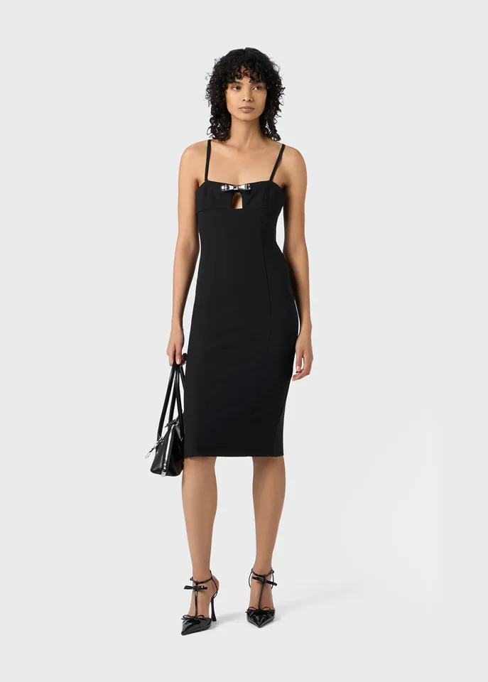 Bow-Embellished Midi Dress