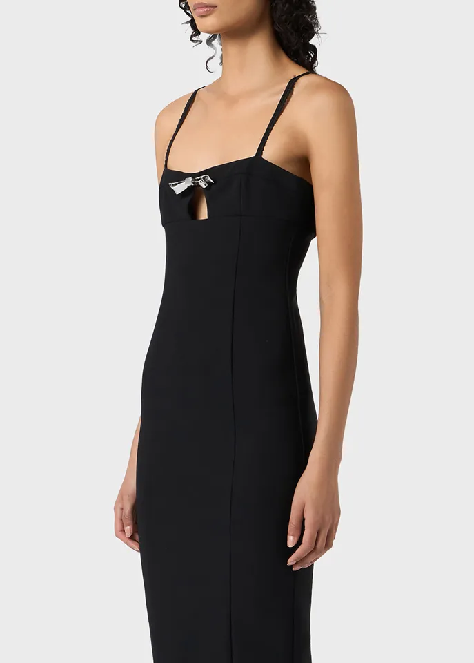 Bow-Embellished Midi Dress
