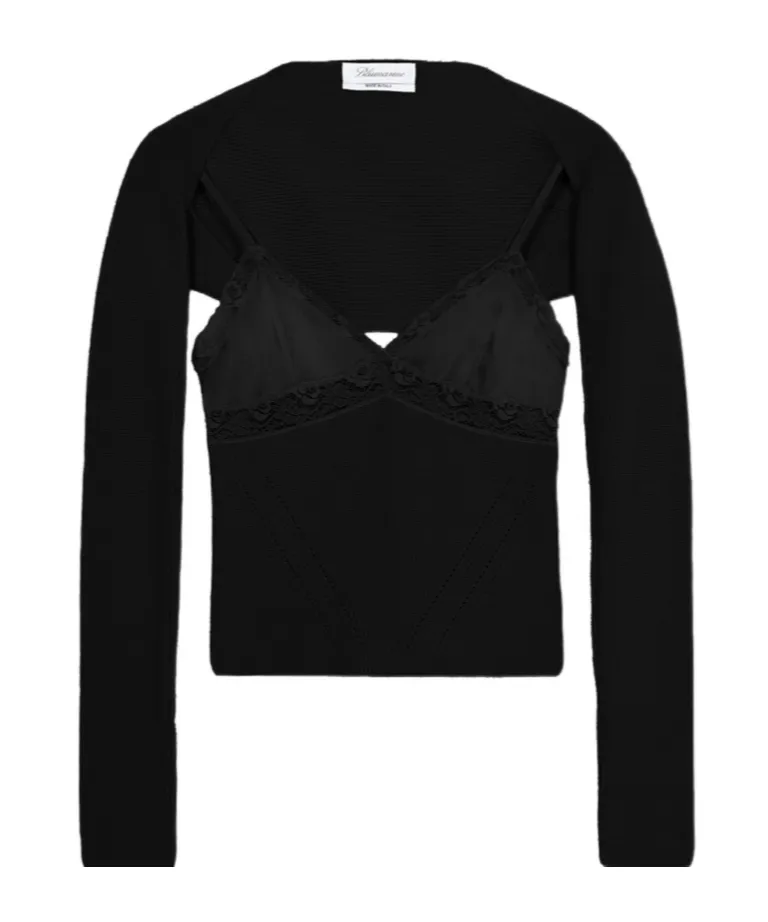 Lace-Panel Knitted Top