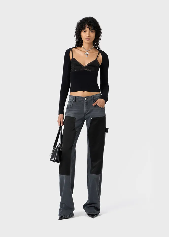 Lace-Panel Knitted Top