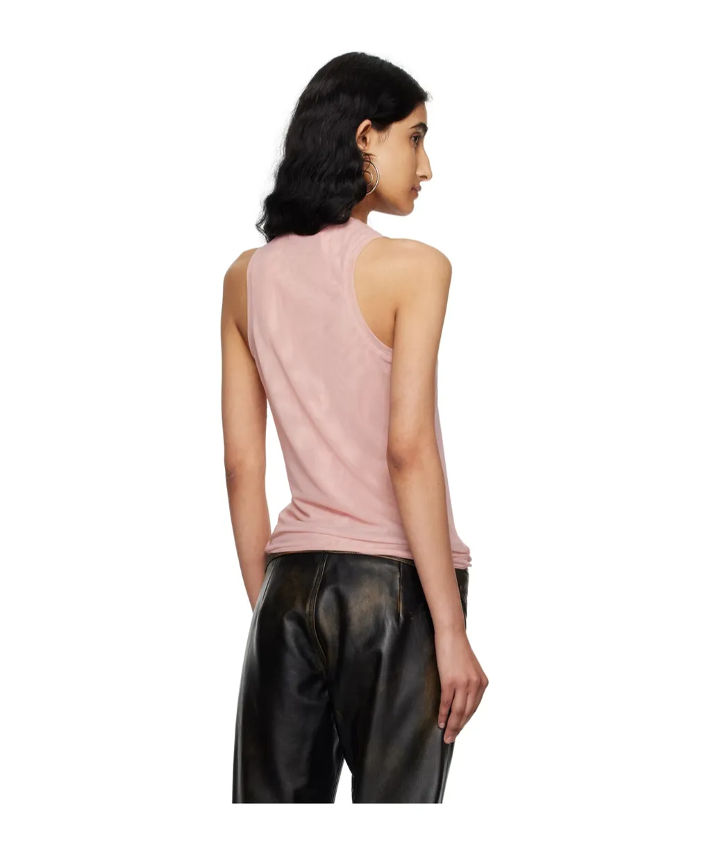 Rhinestone-Detailing Mesh Tank Top