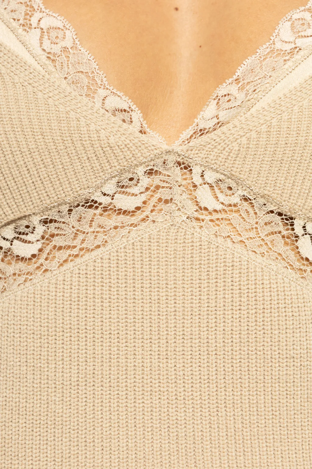 Lace-Detail Knitted Top