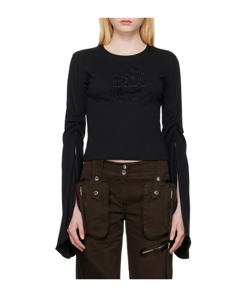 Crystal Decorated Long-Sleeved T-Shirt