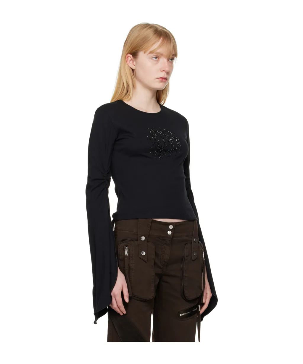 Crystal Decorated Long-Sleeved T-Shirt