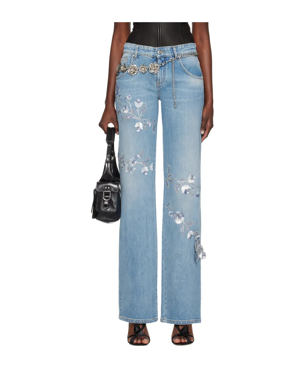 Floral Sequined Jeans