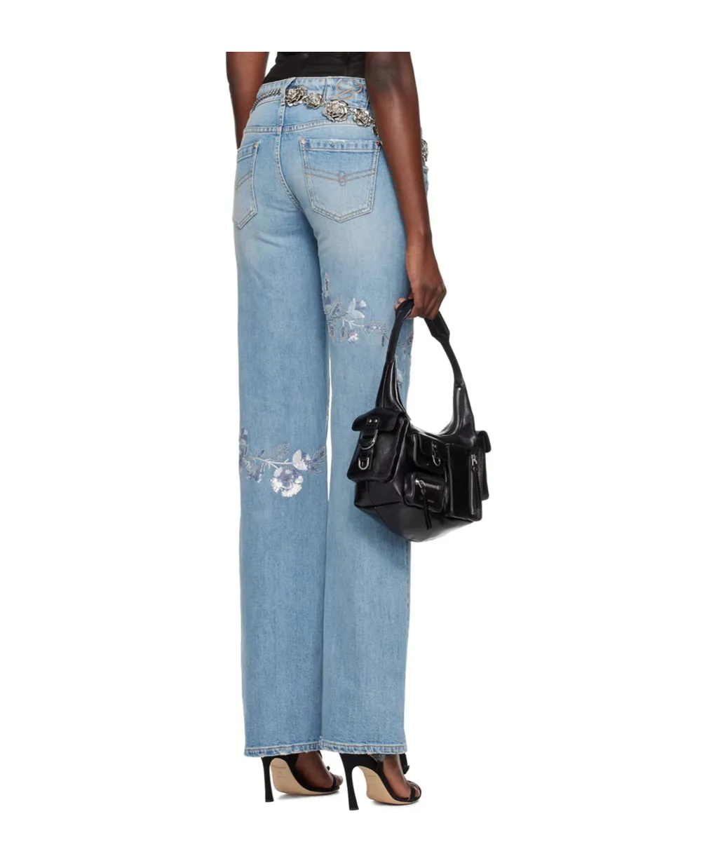 Floral Sequined Jeans