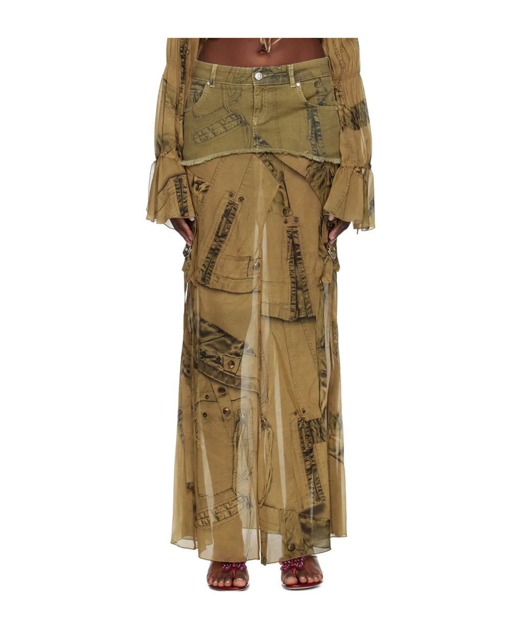 Graphic-Print Layered Maxi Skirt