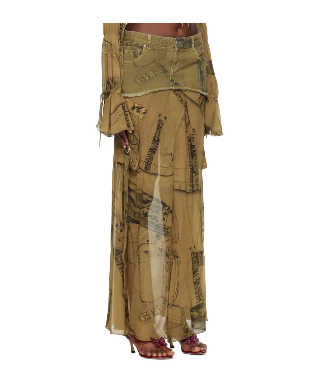 Graphic-Print Layered Maxi Skirt